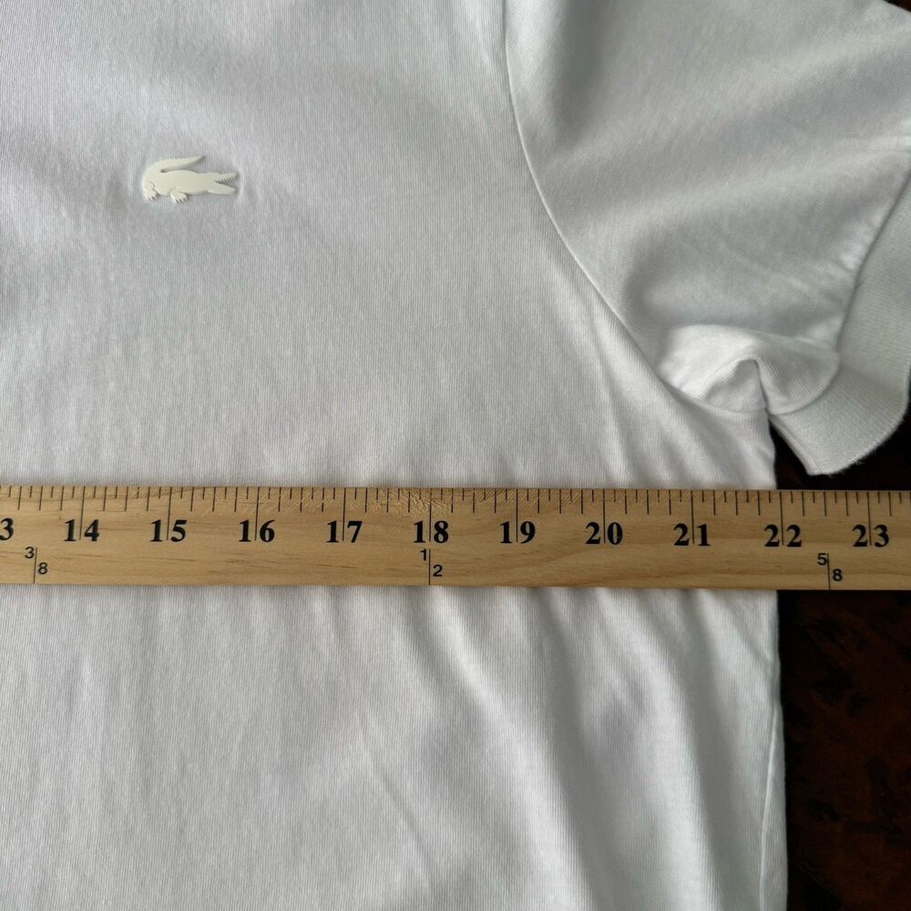 Lacoste Regular Fit Golf Polo Men XL 6 White Cotton Short Sleeve Rubber Logo - Picture 10 of 12